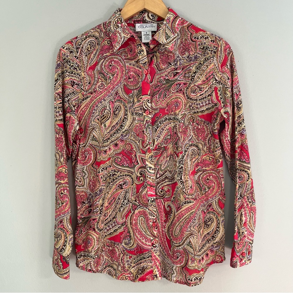 Brown & Pink Paisley Button Down